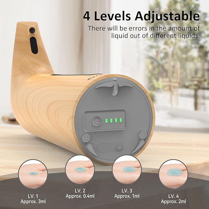 Convenient Automatic Soap Dispenser,4 Adjustable Levels Touchless Hand Sanitizer Pump with Infrared Sensor, 400 ml Countertop Electric Soap Dispenser for Bathroom,Kitchen