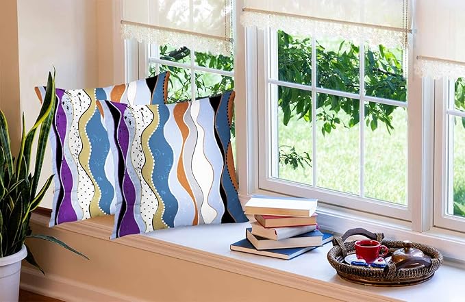 CAPSCEOLL Abstract Throw Pillow Covers Modern Home Art Decor,Circles Waves and Dots Paint Strokes and Splashes 20X20 Inches Set of 2 Pillow Cases Decorative for Bedroom,Living Room,Cushion Couch Sofa