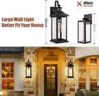 1-Pack 18 Inch Motion Sensor Front Porch Light IP65 Waterproof, Large Black Dusk to Dawn Outdoor Wall Lighting for House Exterior Light Fixture Clear Glass Garage Coach Light, E26 Bulb Base