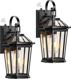 VIANIS Dusk to Dawn Outdoor Wall Lighting, Exterior Light Fixture Wall Mount for House Front Porch Light, Black Anti-Rust Aluminium Modern Outside Coach Lantern with Tempered Glass Shade for Garage