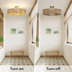 24-Inch Rattan Light Fixture, 6000LM Boho Light Fixture, Corrosion & Rust-Proof Rattan & Boho Ceiling Light for Living Room, Bedroom, Dining Room, Nursery & Entryway, E12 Bulb (Not Included)