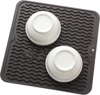 Silicone Dish Drying Mat for Multiple Usage,Easy clean,Eco-friendly,Heat-resistant Silicone Mat for Kitchen Counter or Sink,Refrigerator or Drawer liner Coffee M 12 inches x 12 inches