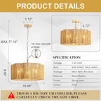 5-Light 19.6'' 2-in-1 Linear-Woven Rattan Ceiling Light - Convertible Flush Mount/Pendant for Kitchen Island & Dining Room, Dimmable with Adjustable Chain + Rod