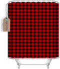 Vandarllin Rustic Red Black Buffalo Check Plaid Pattern Shower Curtain Bathroom Decorations (72x72)