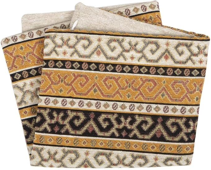 Southwestern Pattern Throw Pillow Covers Mustard Yellow and Black - 16 x 16 Inches Square Kilim Pillows, Boho Room Decor for Sofa, Bohemian Outdoor Case for Farmhouse, for Window Seat
