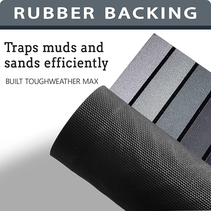 Bulijojo Grey Entrance Door Mat Large 17 x 30 Inch Entry Way Doormat Front Door Rug Outdoor Heavy Duty Welcome Mat, Non Slip Rubber Back Low Profile