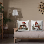 JINYO Vintage Red Plaid Christmas Snowman Pillow Covers 18x18 Set of 2, Snowman Christmas Decor, Rustic Winter Red Berries Pine Cone Botanical Throw Pillow Covers for Couch Living Room Bedroom