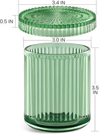 2 Pack Qtip Holders for Bathroom, Clear Glass Apothecary Jars with Lids,Vintage Bathroom Canisters for Cotton Balls,Swabs,Floss Picks,Hair Ties,Vanity Organizer and Storage Decor (Green)