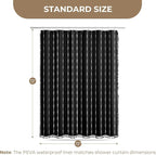 downluxe Linen Texture 3 in 1 Farmhouse Shower Curtain Set with Tassel, Boho Fabric Shower Curtains for Bathroom, Black, 72W x 72L