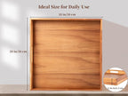 Serving Tray with Handles, 20 Inch Large Square Ottoman Tray Acacia Wood Decorative Tray for Living Room, Ottoman Coffee Table, Kitchen, Appetizers, Breakfast, Patio, Party