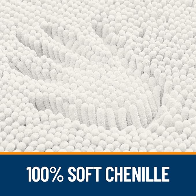 OLANLY Bathroom Rugs 45x27, Extra Soft Absorbent Chenille Bath Rugs, Rubber Backing Quick Dry, Machine Washable Bath Mats for Bathroom Floor, Tub and Shower, Home Decor Accessories, Ivory