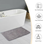 Bath Mats 30x20 Non-Slip Absorbent Bathroom Rug, Quick Dry Machine Washable Shower Tub Mat with Rubber Backing, Soft Floor Carpet for Bathroom Decor Wave Dark Grey