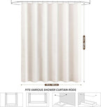 WELTRXE Linen Shower Curtain, Fabric Shower Curtain Set, Rustic Bathroom Decor, Heavy Duty Fabric Water Repellent with 12 Rust-Proof Metal Hooks, for Bathroom Hotel Bathtub, Beige, 72x72 Inch