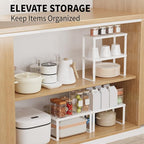 5.1" Wide Set of 2 Stackable Kitchen Cabinet Organizers Spice Racks,Office Desk Shelf Organizers Bookshelf Storage,Metal Carbon Steel