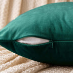 EMEMA Pack of 2 Velvet Christmas Throw Pillow Covers Decorative Square Pillowcase Soft Solid Cushion Case for Sofa Bedroom Chair Car 24x24 Inch Green