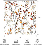 Brown Eucalyptus Leaves Shower Curtain Fall Leaf Floral Shower Curtains for Bathroom Waterproof Polyester Fabric Bath Curtain 72 x 72 Inch with 12 Hooks
