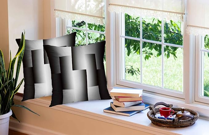 CAPSCEOLL Geometric Throw Pillow Covers 20X20 Set of 2 Soft Geometry Black Gray Pillow Cases Cushion Covers for Living Room Bedroom Decorative Throw Pillowcases for Sofa Couch Chair