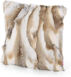 Luxury Rabbit Hide Skin Fur Pillowcases Cushion Cover Soft Throw Cases for Bedroom Cushion Cover (Yellow, 45×45cm（18in×18in）)