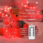 JMEXSUSS 2 Pack Red Fairy Lights Battery Operated, Total 400 LED 132ft Halloween Lights with Remote, 8 Modes Twinkle String Lights for Bedroom Wreath Tree Xmas Valentine Halloween Decorations