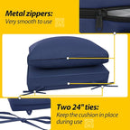 AAAAAcessories Outdoor Deep Seat Cushions, Waterproof, Fade-Resistant Patio Furniture Replacement Cushions, 23.5" x 25.5" x 5" + 23.5" x 13.5", Navy Blue