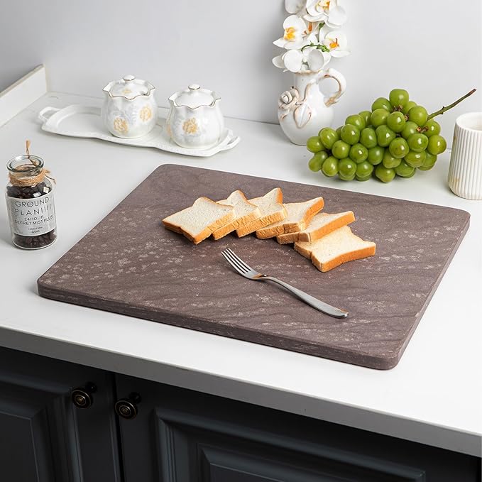 Natural Marble Cutting Board, 16x20 Inch Pastry Board for Kitchen, Marble Slab with Non-Slip Feet for Baking, Cheese (Raindrop Red)