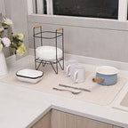 Silicone Dish Drying Mat for Multiple Usage,Easy clean,Eco-friendly,Heat-resistant Silicone Mat for Kitchen Counter or Sink,Refrigerator or Drawer Liner Tapioca 4XL 32 inches x 18 inches