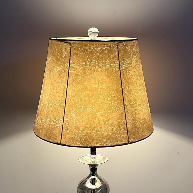 TOOTOO STAR Drum Lampshades Set of 2, Leather barrel Lamp Shade for Table Lamps Floor Lamps, Seaside Village Medium Lampshades 10" Top x 14" Bottom x 10" High, Hand Crafted, Easy Assembly Required