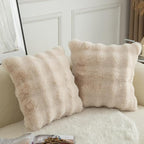 MANDIOO Pack of 2 Thick Plush Wool Decorative Throw Pillow Covers Super Soft Wave Bubble Fur Velvet Cushion Covers Pillow Shams for Couch Bed Living Room 16x16 Inch Beige