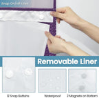 Purple Hotel Style Shower Curtain with Snap in Liner - 230GSM Waffle Textured,Hotel Grade,Spa Like Bath Curtain,71W x 74H