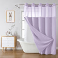 Lavender No Hook Waffle Weave Shower Curtain with snap-in Liner Replacement, 230GSM Waterproof Fabric Hotel Shower Curtain Set for Bathroom, Through Mesh Top Window,71Wx74H