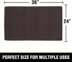 H.VERSAILTEX Upgraded Waffle Bath Mat Super Absorbent Non Slip Bath Rugs for Beside Tub, 24" x 36", Chocolate