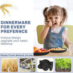 Wheat Straw Dinnerware Sets for 6 (42pcs), SGAOFIEE Unbreakable Dinnerware Set, Kitchen Plates and Bowls Set, Unbreakable Plastic Outdoor Camping Dishes, Dishwasher Microwave Safe, Black