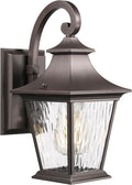 Emliviar 12.2 Inch Wall Light with Water Ripple Glass, 1-Light Outdoor Patio Light for House, Die-cast Aluminum in Oil Rubbed Bronze Finish, XE219B ORB