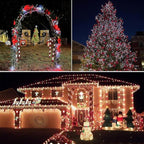 2 Pack 200 LED Solar Christmas Lights Outdoor Waterproof, Solar String Lights for Outside, Solar Outdoor String Light with 8 Lighting Modes for Xmas Tree Wedding Party Yard Decorations (Red and White)