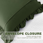 KKJIAF Ruffle Pillow Cases 26x26 Inches, Olive Green Square Ruffled Pillow Covers Set of 2, Microfiber Wrinkle Resistant Pillow Shams with Envelope Closure for Sofa Bed Living Room