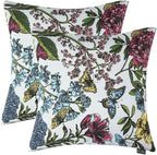 Water Resistant Outdoor Throw Pillows for Patio Furniture,18x18 Inch Decorative Pillows Set of 2 with Insert,Hidden Zipper Headrests for Sofa Couch Chair(Butterfly Flower)