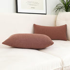 Jeneoo Dusty Rose Decorative Long Lumbar Thick Throw Pillow Covers Fine Textured Boucle Couch Cushion Case for Sofa Decor, Set of 1, 14 x 36 Inch