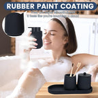 Black Bathroom Accessories Set - 4 Pcs Bathroom Accessory Sets with Toothbrush Holder,Lotion Soap Dispenser,Qtip Holder Dispensr & Vanity Tray,Bathroom Countertop Vanity Oganizer - Matte Black