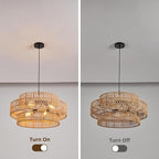 3-Tier Large Rattan Chandeliers, 22.8in Boho Coastal Pendant Lights, Wicker Hanging Ceiling Lights Hemp Rope Lighting Fixture, for Dining Room, Kitchen Island, Living Room