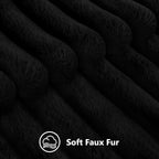 decorUhome Faux Fur Throw Pillow Covers 16x16 Set of 2, Decorative Soft Plush Striped Neutral Couch Euro Pillow Covers with Velvet Back for Sofa, Bed, Living Room Home Decor, Black