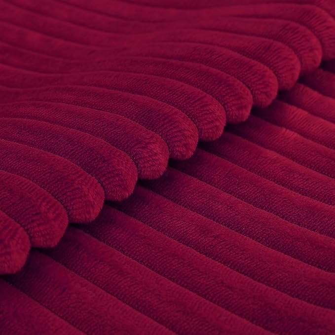 Simmore Decorative Fall Throw Pillow Covers 22x22 Set of 2, Soft Natural Plush Flannel Double-Sided Fluffy Couch Pillow Covers for Sofa Living Room, Burgundy