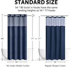 No Hook Waffle Weave Shower Curtain with Snap in Fabric Liner Set,Heavy Duty Textured Bathroom Curtain with See Through Window,Waterproof & Machine Washable,Navy Blue,Stall 54x80 Inch
