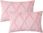 decorUhome Throw Pillow Covers 12x20 Inch Set of 2, Soft Plush Faux Fur Wool Lumbar Light Pink Couch Pillow Covers, Decorative Neutral Pillow Cases for Bed Sofa Living Room Home Decor