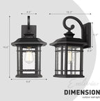 Emliviar Outdoor Wall Lights for House, 1-Light Exterior Wall Sconce Black Finish with Clear Seeded Glass, 17" Height, 22021M