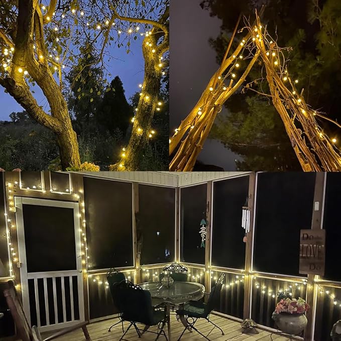 GlowVibe Globe String Lights Christmas Lights, Warm White Berry Glass Bulbs, 19FT 70 Count Connectable Indoor Outdoor LED String Light for Xmas Tree Garland Patio Holiday Party Wedding Decor