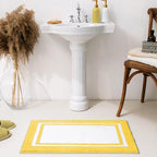 GRANNY SAYS Microfiber Bathroom Rugs Non Slip Washable, Water Absorbent Bathroom Mats for Tub Non Slip, Soft Bath Mats for Floor & Shower, Bath Rug, 16" x 24", Black Bath Rug, Yellow