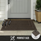 Sturdy Front Door Mat, Absorbent Muddy Dirt Resist Welcome Door Mats Outdoor Indoor, Stain and Fade Resistant, Non-Slip Rubber Backing Low Profile Doormat for Entryway, 47×32, Brown