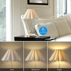 Pleated Table Lamp, Set of 2 Table Lamps for Bedroom, Bedside Lamps for Nightstand with Linen Lampshade, Modern Lamp for Bedroom Home Office Decor, Gold