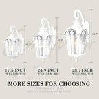 Emliviar 1-Light 28.7" Wall Sconce with Water Grain Glass, Vintage Farmhouse Wall Lamp for House Porch, White Finish in Die-cast Aluminum, WE215BL WH