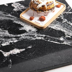 Natural Marble Cutting Board, Marble Pastry Board for Kitchen with Non-Slip Feet, Black with White Vein 16x12x0.7 Inch